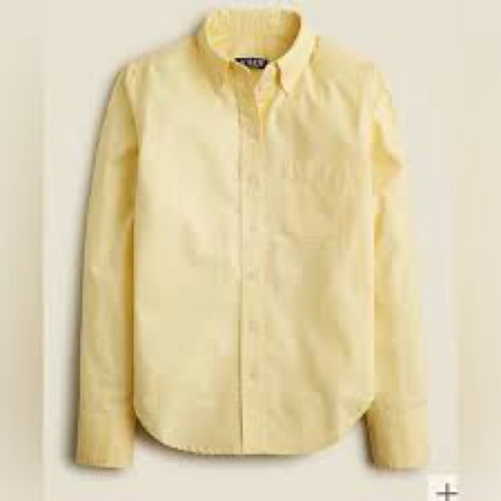 J.Crew long sleeve Shrunken button-up shirt in broken-in cotton oxford in yellow
